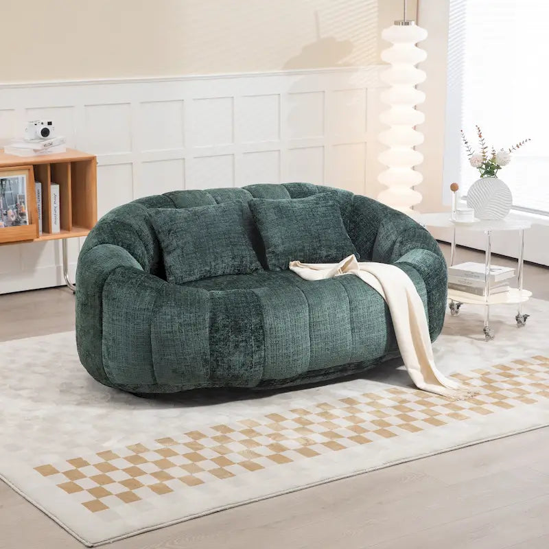 Chaise longue causeuse 59" en chenille rembourrée de mousse