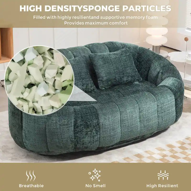 Chaise longue causeuse 59" en chenille rembourrée de mousse