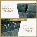Chaise longue causeuse 59" en chenille rembourrée de mousse