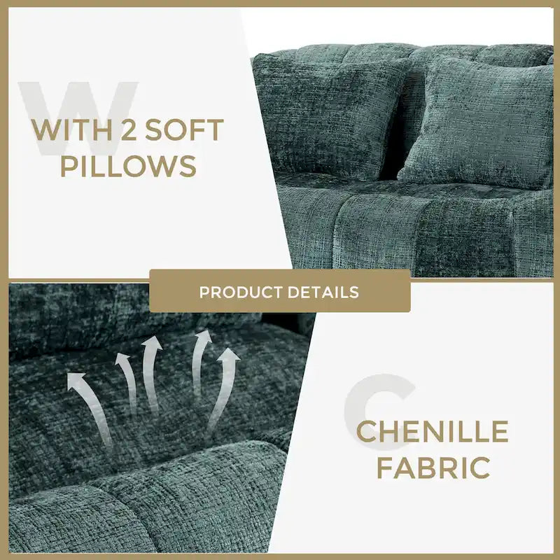 Chaise longue causeuse 59" en chenille rembourrée de mousse
