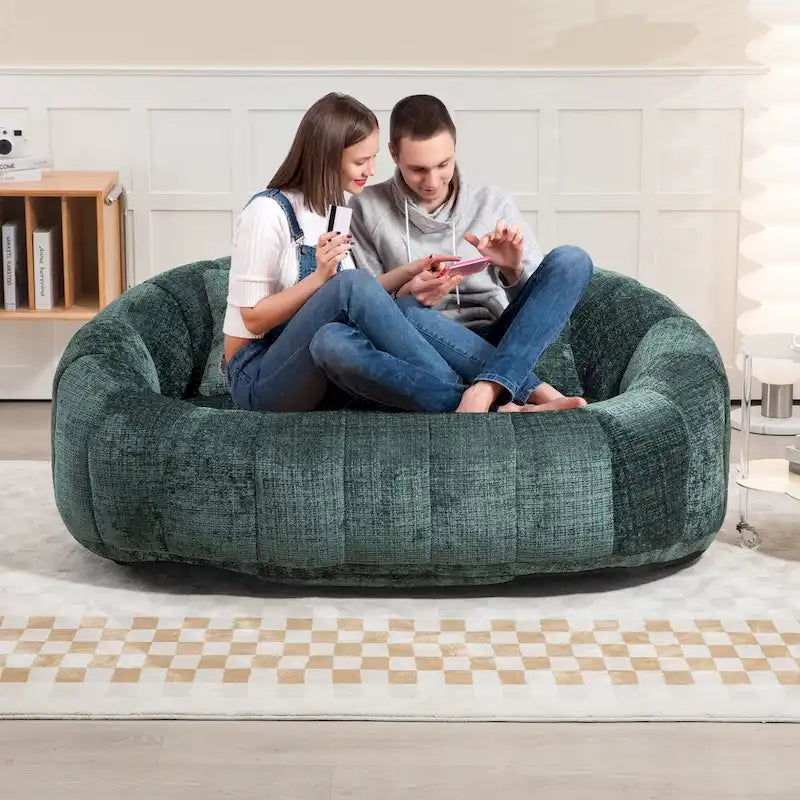 Chaise longue causeuse 59" en chenille rembourrée de mousse