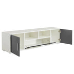 Meuble TV gris de 62,99 po avec lumières DEL, armoires et étagères ouvertes pour téléviseurs jusqu'à 65 po