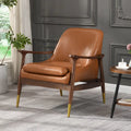 Fauteuil d'appoint en similicuir marron avec pieds fuselés