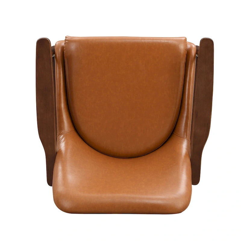 Fauteuil d'appoint en similicuir marron avec pieds fuselés