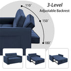 Canapé-lit convertible en tissu de polyester tissé et structure en bois massif