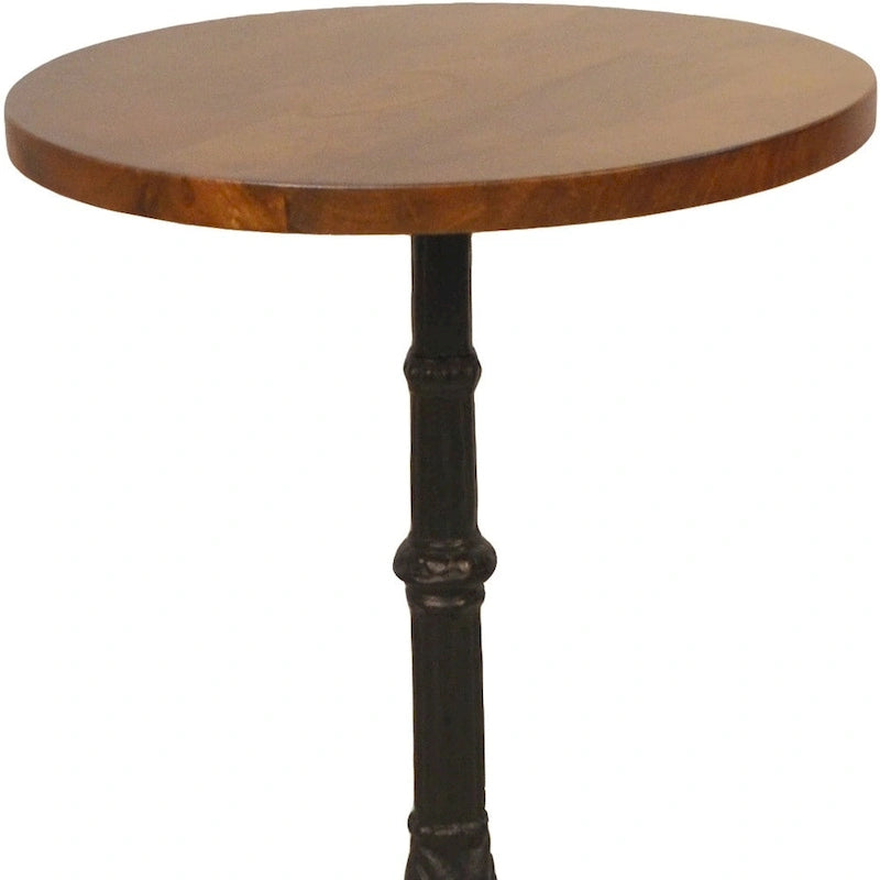 Table d'appoint ronde 28 en bois massif et fer noir et marron - 28