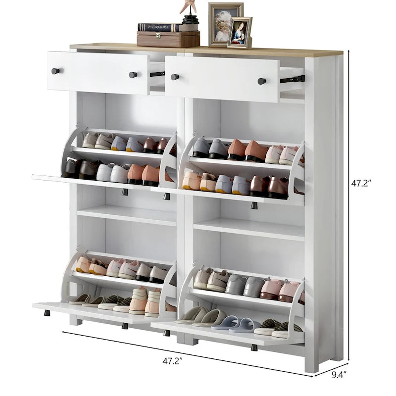 Ensemble de meubles à chaussures 2 pièces avec tiroirs basculants et dessus aspect bois