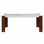 Table de salle à manger rectangulaire de 72 pouces avec plateau en similicuir marbre et pieds en bois