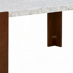Table de salle à manger rectangulaire de 72 pouces avec plateau en similicuir marbre et pieds en bois