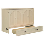 Lit escamotable grand format avec tiroirs de rangement et port USB