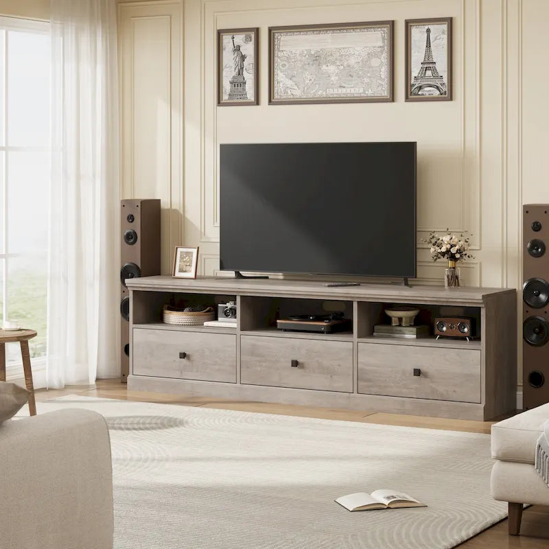 Meuble TV de 178 cm avec 3 tiroirs et étagères ouvertes