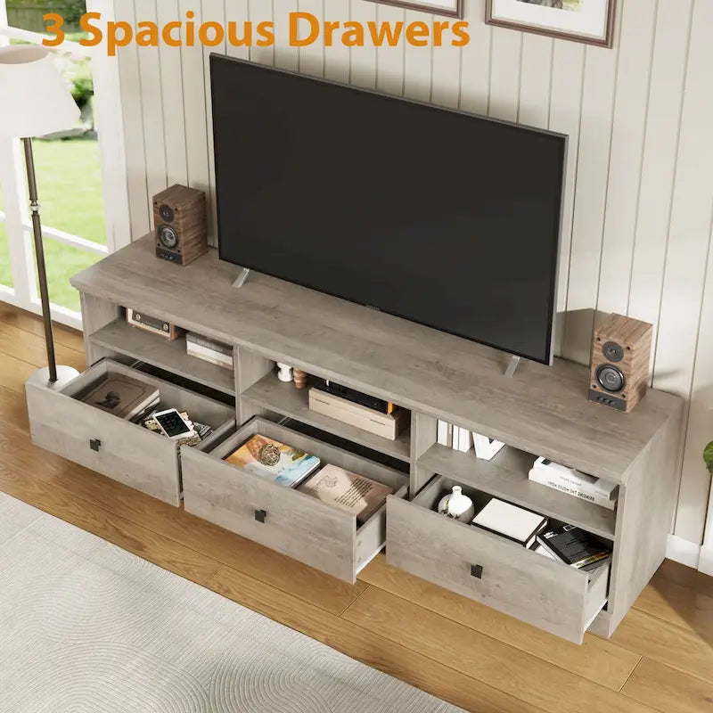 Meuble TV de 178 cm avec 3 tiroirs et étagères ouvertes