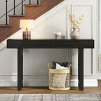 Console étroite avec accent en rotin – Noir antique