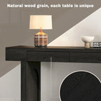 Console étroite avec accent en rotin – Noir antique