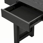 Console étroite avec accent en rotin – Noir antique