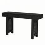 Console étroite avec accent en rotin – Noir antique