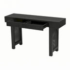 Console étroite avec accent en rotin – Noir antique