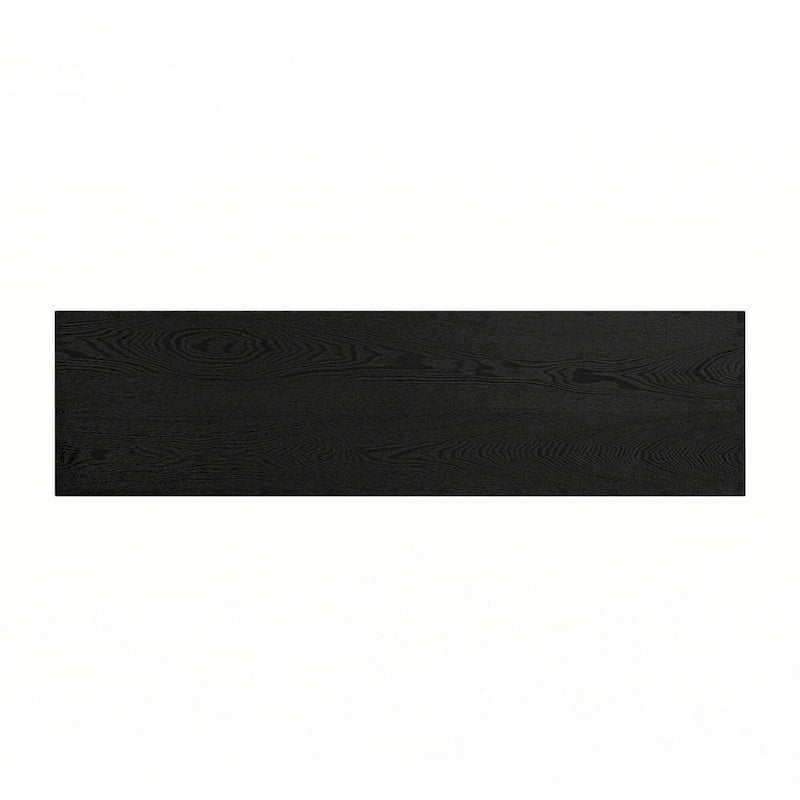 Console étroite avec accent en rotin – Noir antique