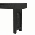 Console étroite avec accent en rotin – Noir antique