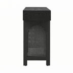 Console étroite avec accent en rotin – Noir antique