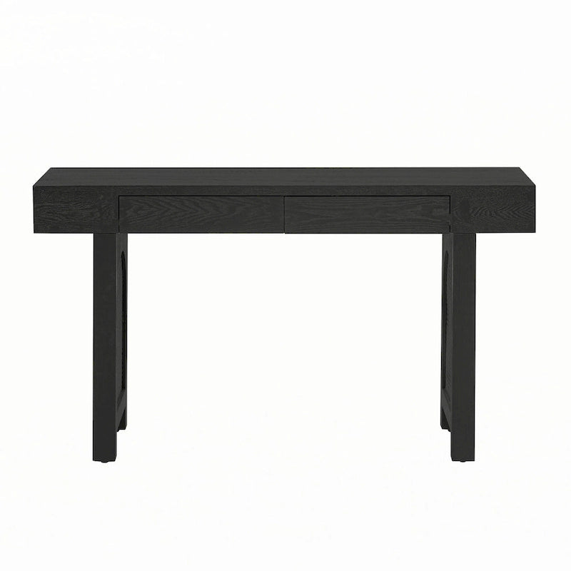 Console étroite avec accent en rotin – Noir antique