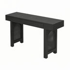 Console étroite avec accent en rotin – Noir antique