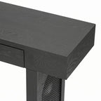 Console étroite avec accent en rotin – Noir antique