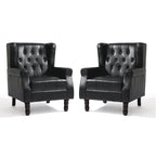 Lot de 2 chaises d'appoint capitonnées en similicuir végétalien