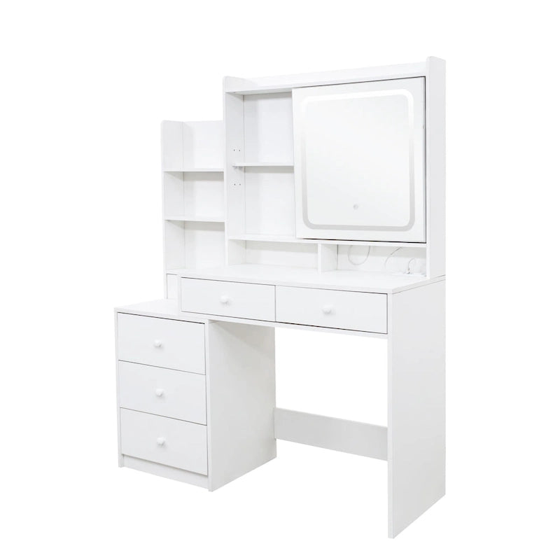 Coiffeuse avec miroir lumineux et tiroirs