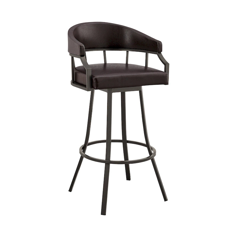 Tabouret de bar pivotant avec assise en similicuir et repose-pieds
