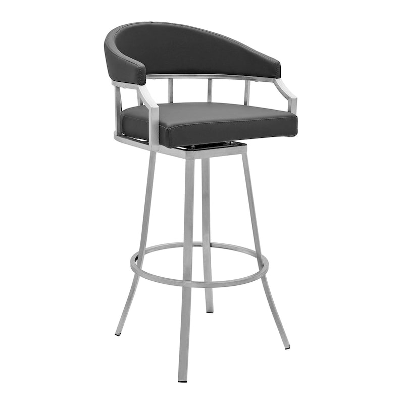 Tabouret de bar pivotant avec assise en similicuir et repose-pieds