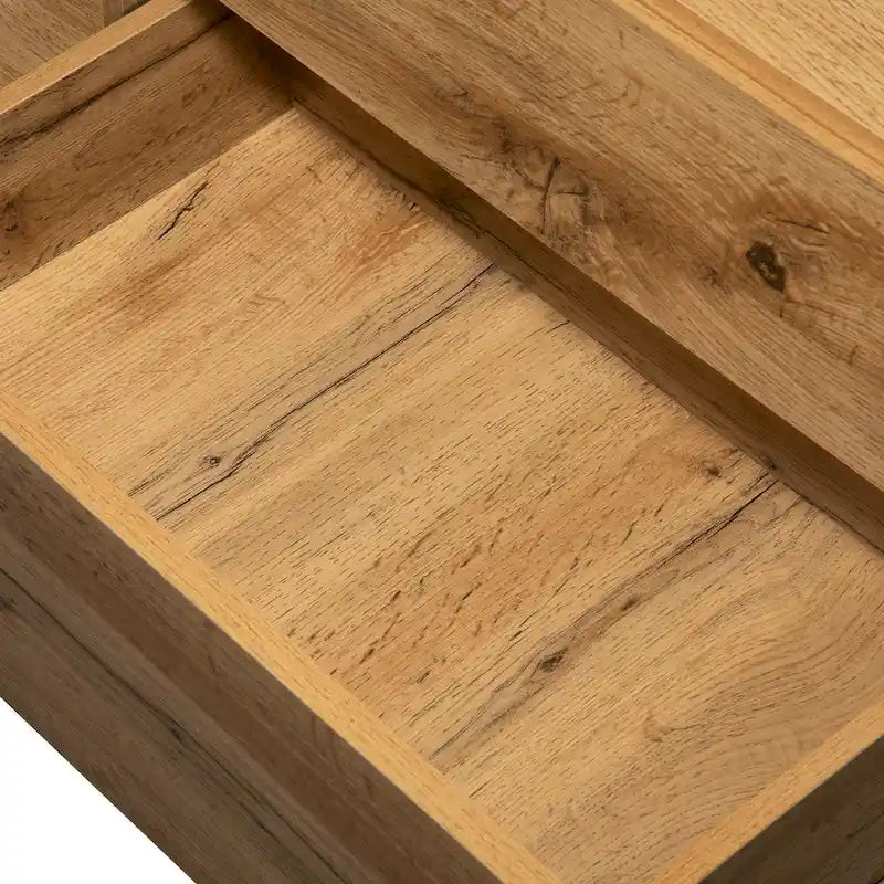 Meuble TV Wood+Grey 70 avec double rangement et porte abattante, pour TV jusqu'à 80 pouces