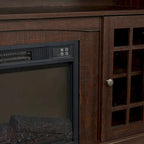 Meuble TV cheminée de 58 po avec rangements ouverts et fermés pour téléviseurs jusqu'à 65 po