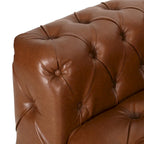 Canapé en similicuir capitonné avec pieds en bois