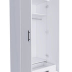 19.7 Armoire double moderne avec deux étagères et un tiroir pour chambre à coucher