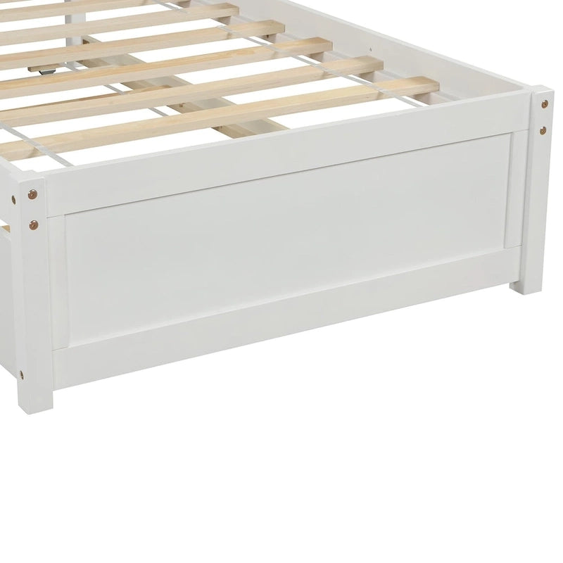 Lit plateforme double avec lit gigogne et support à lattes