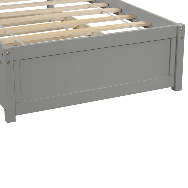 Lit plateforme double avec lit gigogne et support à lattes