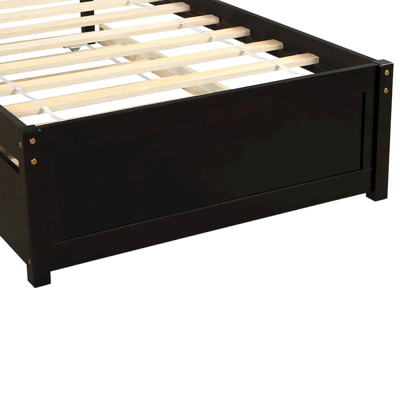 Lit plateforme double avec lit gigogne et support à lattes