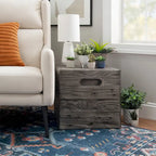 Hagen Rustic Square Wood Crate Side Table