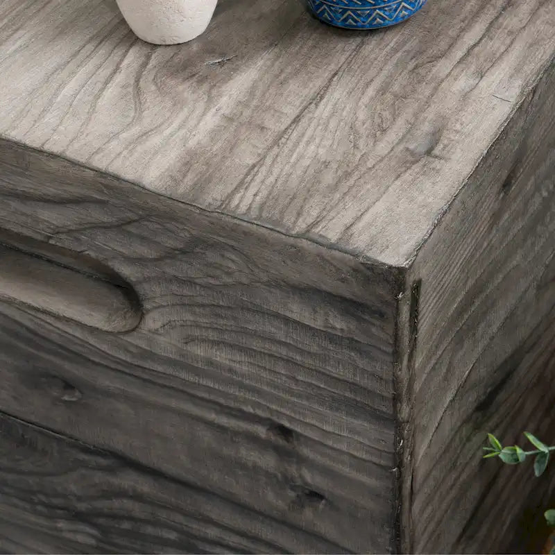 Table d'appoint caisse en bois carrée rustique