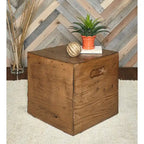 Table d'appoint caisse en bois carrée rustique