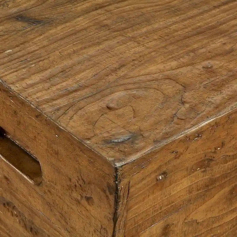 Table d'appoint caisse en bois carrée rustique
