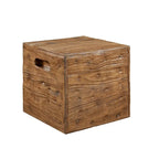 Table d'appoint caisse en bois carrée rustique