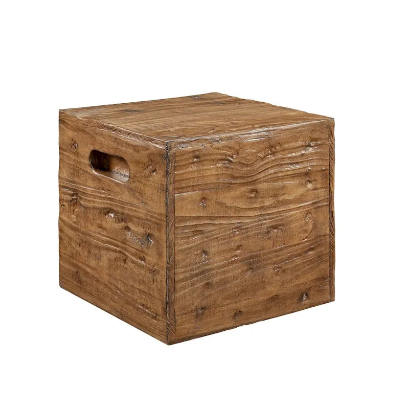 Table d'appoint caisse en bois carrée rustique
