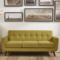 Canapé capitonné style Mid-Century en lin