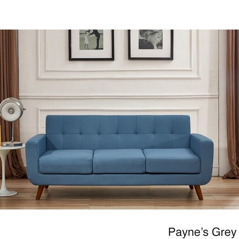 Canapé capitonné style Mid-Century en lin