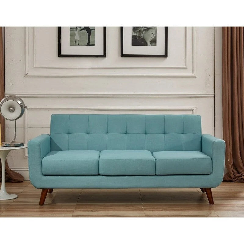 Canapé capitonné style Mid-Century en lin