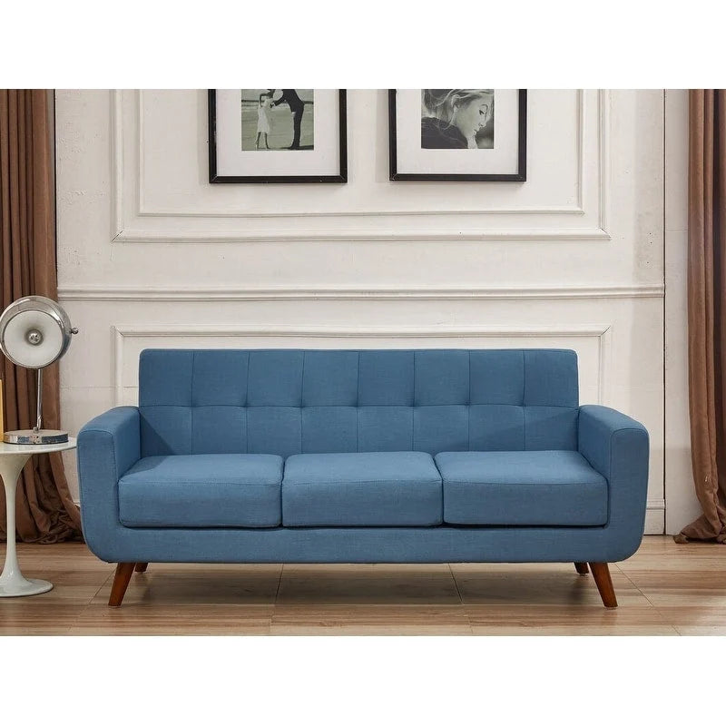 Canapé capitonné style Mid-Century en lin