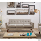 Canapé capitonné style Mid-Century en lin