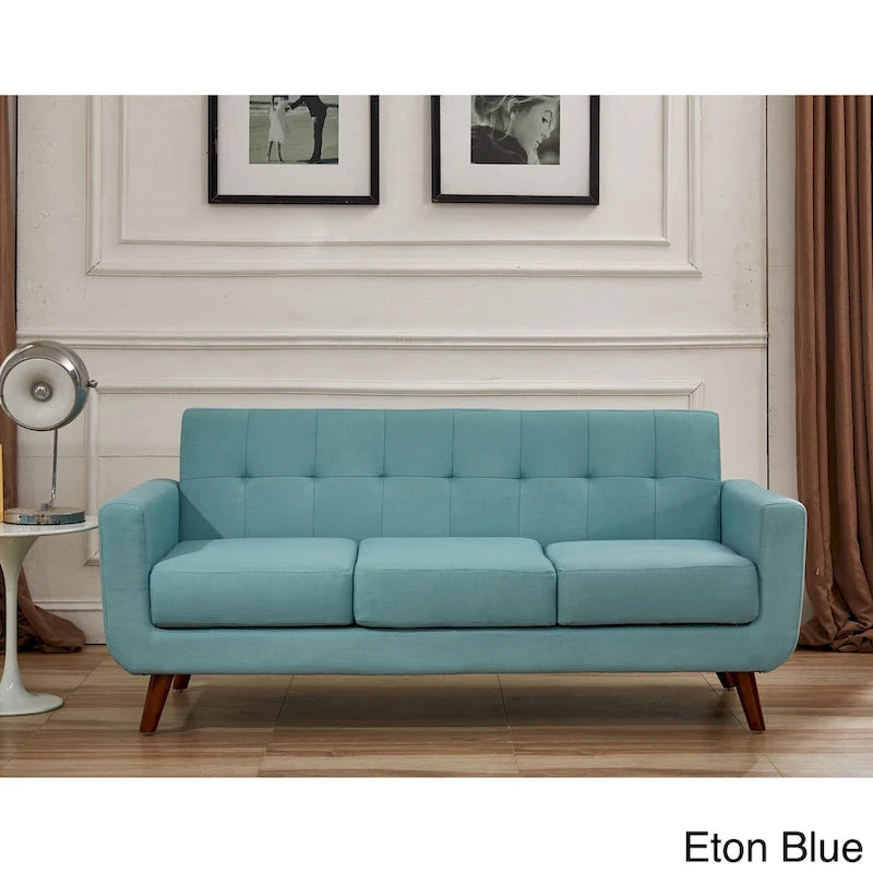 Canapé capitonné style Mid-Century en lin